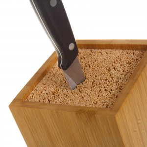 Soporte para Cuchillos de Madera Natural Bambú, sin ranuras. Diseño Tradicional/Original 26x12,5x10 cm