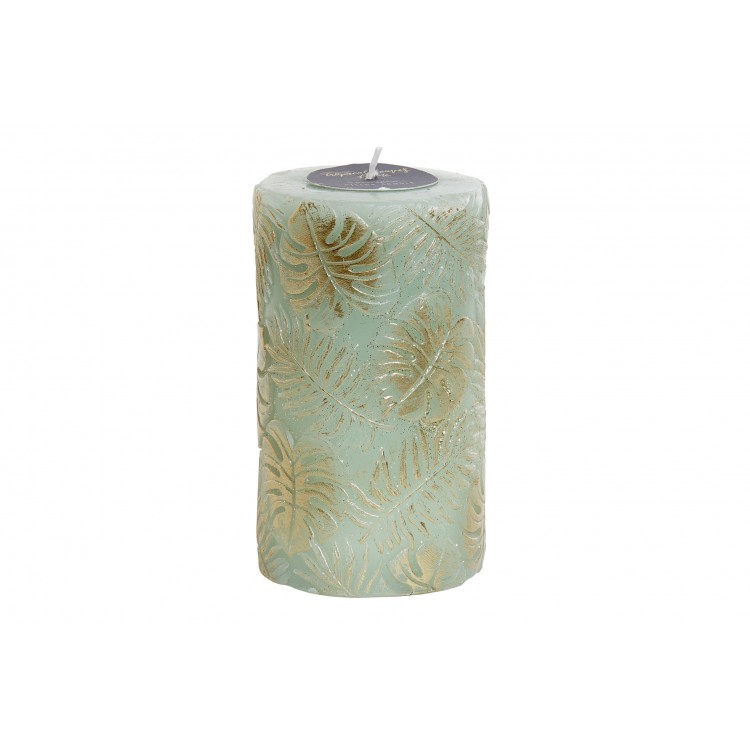 Candle Wax is Green with Glitter. Design Golden Leaves, Perfect for Decorating 7X7X12 cm