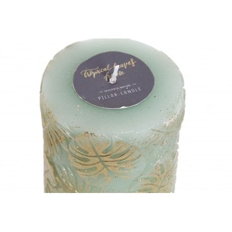 Candle Wax is Green with Glitter. Design Golden Leaves, Perfect for Decorating 7X7X12 cm