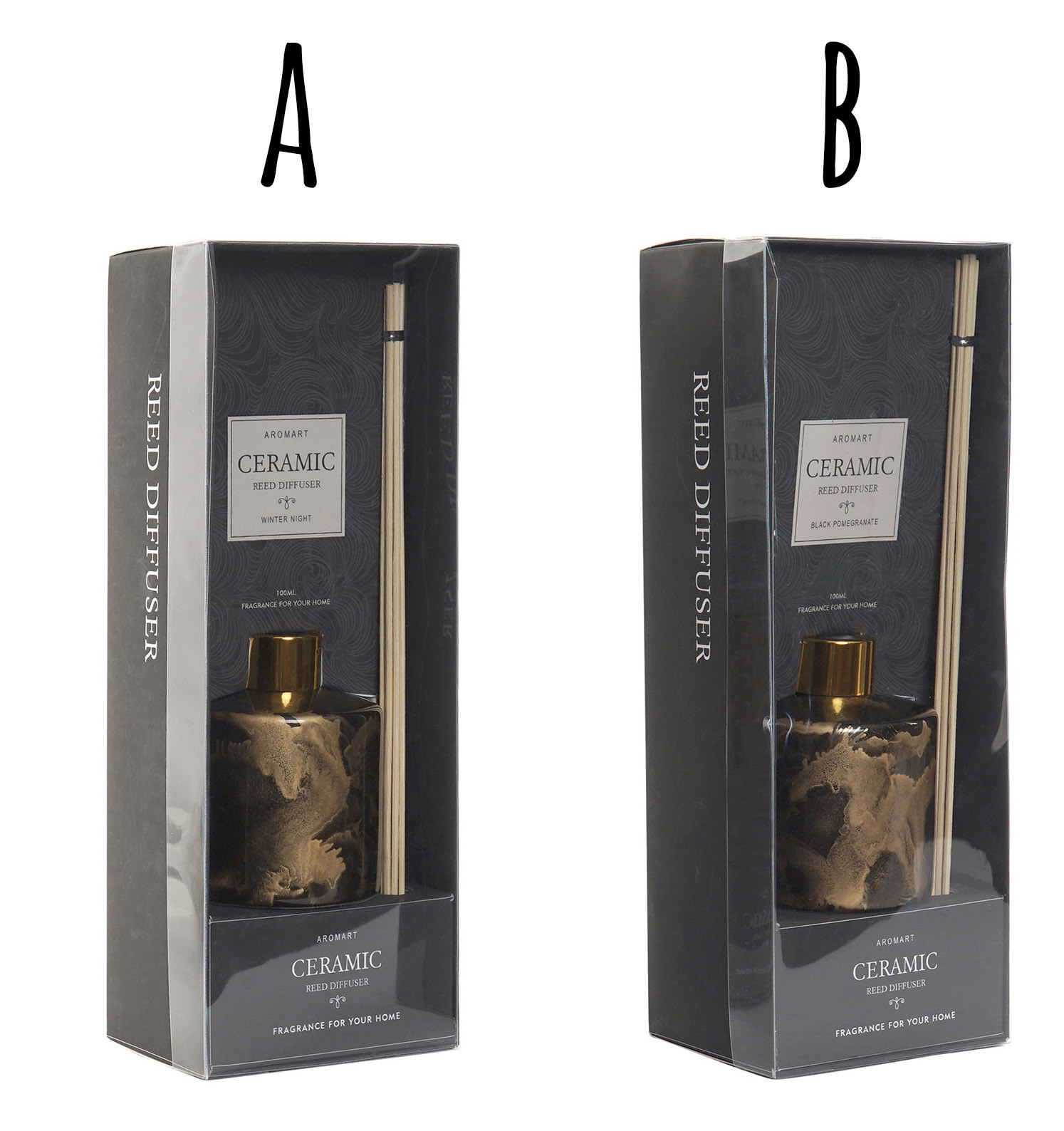 Diffusore profumo 100 ml, Supporto in Vetro, 2 Modelli. Elegante design/Moderno, Ideale per la Casa 8x8x25 cm