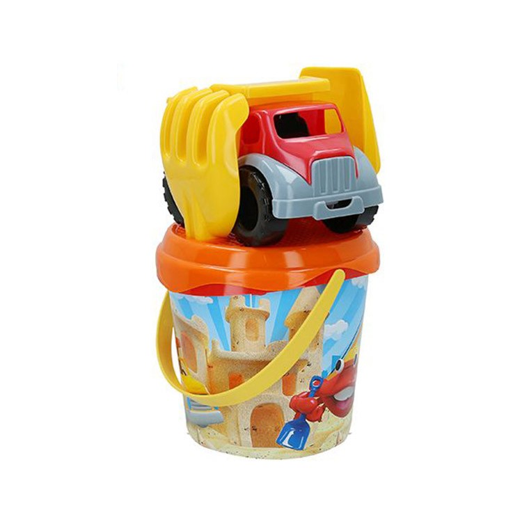 Cubo Completa servizio Spiaggia per i Bambini con il Rastrello, Pala e Camion. 2 Modelli per scegliere da, il Giocattolo dei