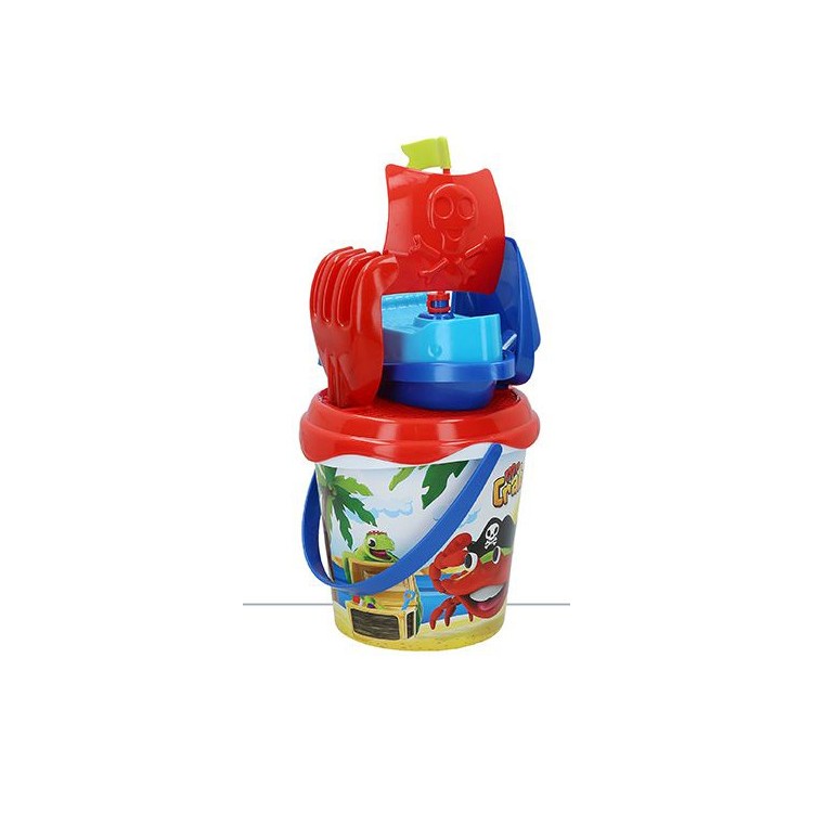 Cubo Completa servizio Spiaggia per i Bambini con il Rastrello, Pala, e una Nave Pirata. 2 Modelli da scegliere, Giocattolo per