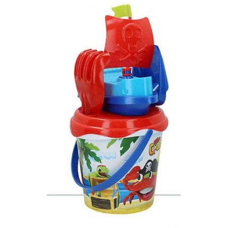 Cubo Completa servizio Spiaggia per i Bambini con il Rastrello, Pala, e una Nave Pirata. 2 Modelli da scegliere, Giocattolo per