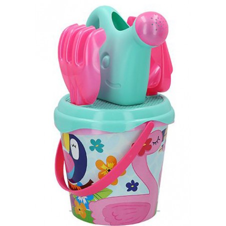 Cube Full service Beach for Kids with Rake, Shovel and Watering can. 5 Pieces, Children's Toy 18 cm