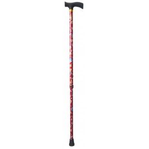 Stick Rosso Allungabile In Alluminio A Piedi, Disegno Floreale. Leggero e Robusto 98 cm 300 grammi