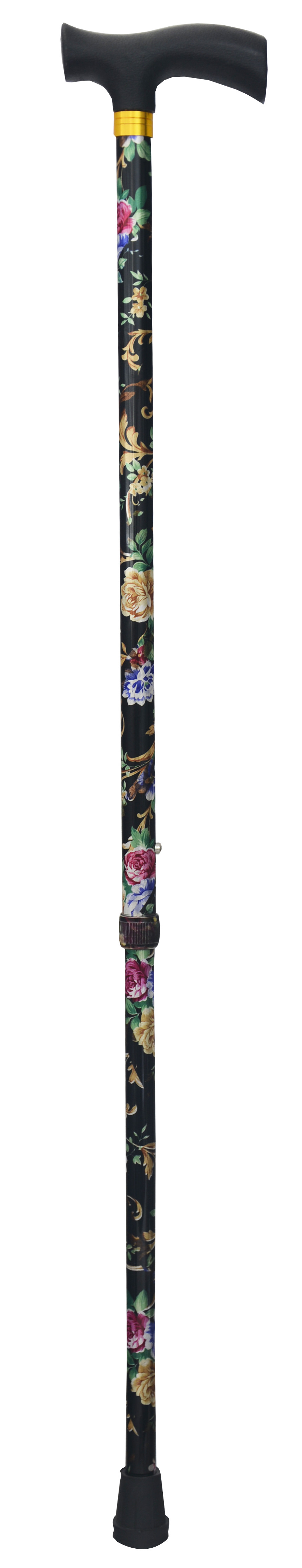 Stick Noire Télescopique En Aluminium De La Marche, La Conception Florale. Léger et Résistant, 90 cm, 300 g