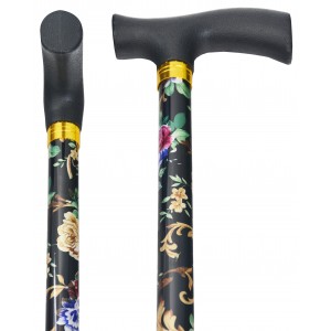 Stick Noire Télescopique En Aluminium De La Marche, La Conception Florale. Léger et Résistant, 90 cm, 300 g