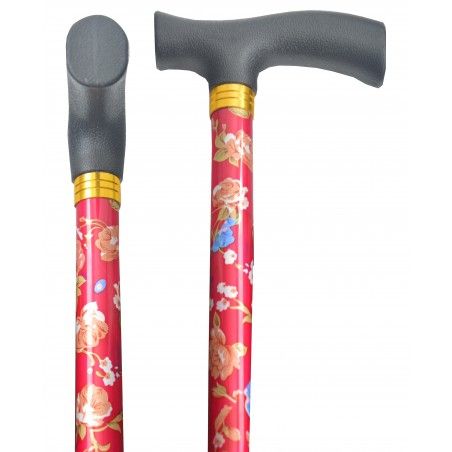 Stick Pink Foldable Aluminium Walking, Floral Design. Lightweight and Resistant 94 cm 300 grams