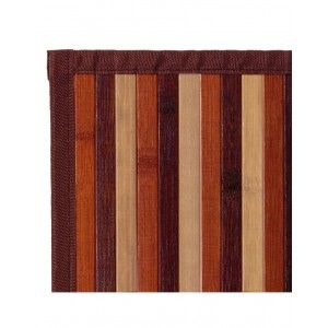 Tapis en bambou brun rayé 