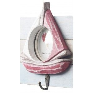 Porte manteau mural en bois - Modèle de voilier (54x19x5 cm) 