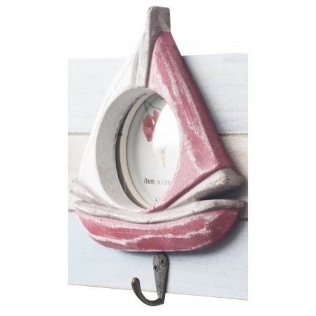 Porte manteau mural en bois - Modèle de voilier (54x19x5 cm) 