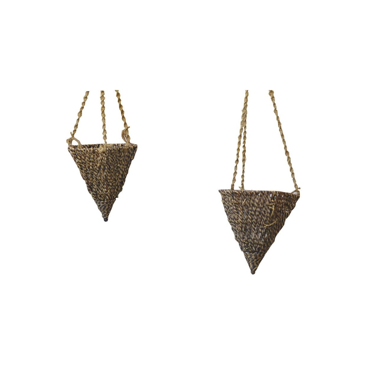 Pots, Hanging Wicker Natural Shape of a Cone, Two Units of Home and More 