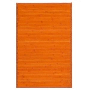 Alfombra de Salón o Comedor, Naranja, con Base Antideslizante, de Bambú Natural 60cm X 90cm - Hogar y Más