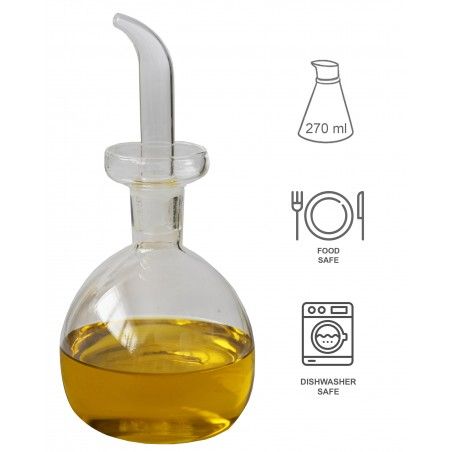 Oil glass anti-Drip System with a minimalist/Transparent oil/vinegar. 9X9X16 cm 270 ML - Home and More