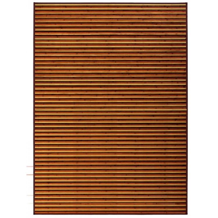 Tapis en bambou brun rayé 