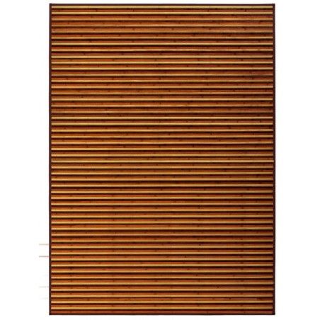 Tapis en bambou brun rayé 