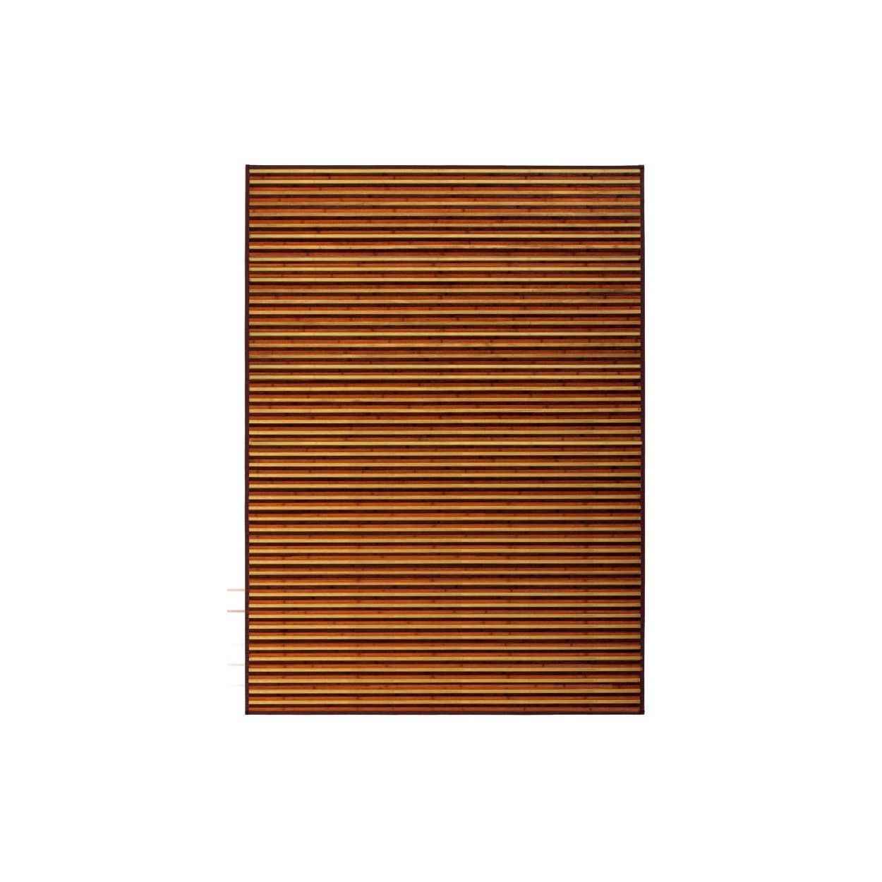 Alfombra de Salón o Comedor, de Rayas color Natural, con Base Antideslizante, de Bambú Natural 180cm X 250cm - Hogar y Más