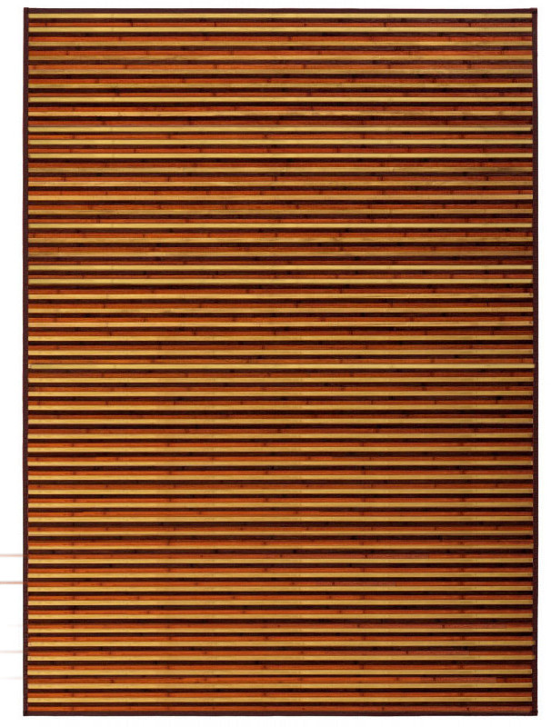 Alfombra de Salón o Comedor, de Rayas color Natural, con Base Antideslizante, de Bambú Natural 180cm X 250cm - Hogar y Más