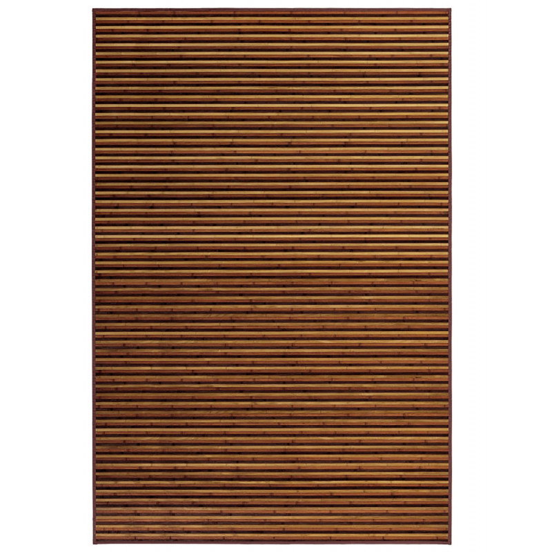 Alfombra de Salón o Comedor, de Rayas color Natural, con Base Antideslizante, de Bambú Natural 140cm X 200cm - Hogar y Más
