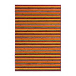 Alfombra de Salón o Comedor, de Rayas Multicolor con Base Antideslizante, de Bambú Natural 140 X 200cm Natur 140x200 Hogar y Más