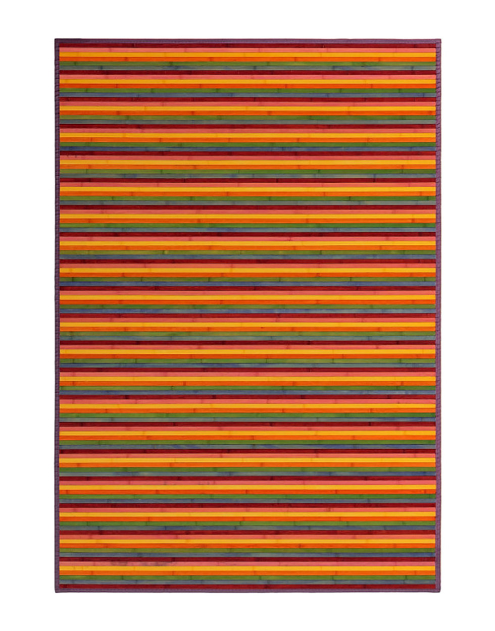 Alfombra de Salón o Comedor, de Rayas Multicolor con Base Antideslizante, de Bambú Natural 140 X 200cm Natur 140x200 Hogar y Más