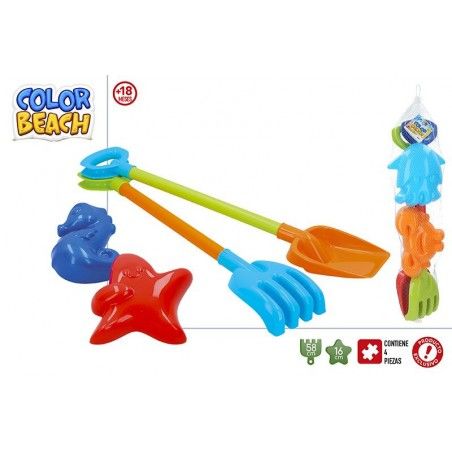 Pala/Rastrillo Playa Niños, juego Completo. Moldes para la Arena, Animales 58 cm
