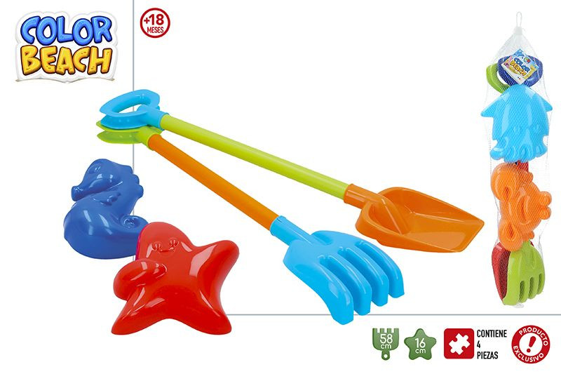 Pala/Rake Spiaggia, Bambini, gioco Completo. Stampi per la Sabbia, Animali, 58 cm