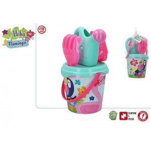 Cube Full service Beach for Kids with Rake, Shovel and Watering can. 5 Pieces, Children's Toy 18 cm