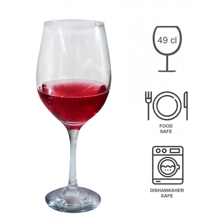 Tasse de Vin Rouge 49Cl, Verre trempé 6, Vaisselle raffinée, lot de 6.