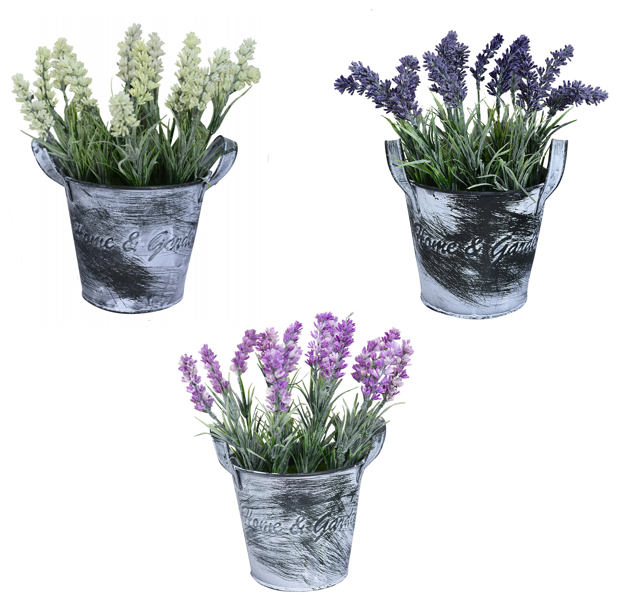 Plantes artificielles Pots en métal Vintage Maison & Jardin - Maison et Plus