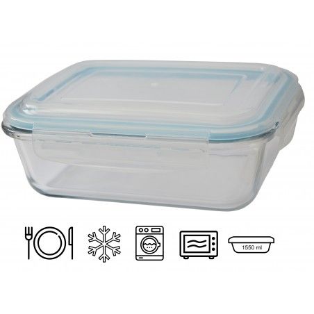 Tupperware Cristal Scellé 1550 ml, les boîtes à lunch Transparent. Récipient de Nourriture. Adapté micro-ondes/lave-Vaisselle