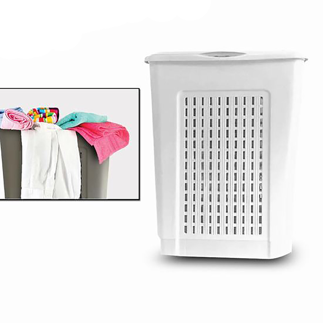 Basket for Clothes, color White. Classic design 42 x 32 x 58 cm - Home and More
