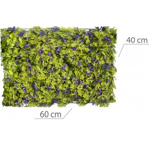 Jardin Vertical de mur Artificiel, de l'Herbe et des Fleurs Pourpres, Pour la décoration de l'Intérieur et de l'Extérieur, 40 x
