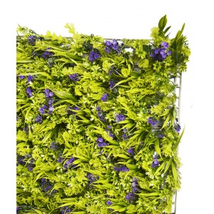 Jardin Vertical de mur Artificiel, de l'Herbe et des Fleurs Pourpres, Pour la décoration de l'Intérieur et de l'Extérieur, 40 x