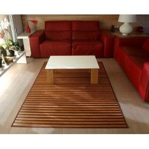 Rug, striped brown bamboo 