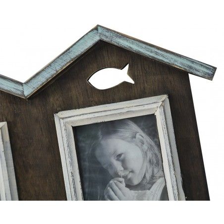 Marco de Fotos/Portafotos 10x15cm, Realizado en Madera con toques Azules y Blancos. Diseño Elegante y Moderno - Hogar y Más