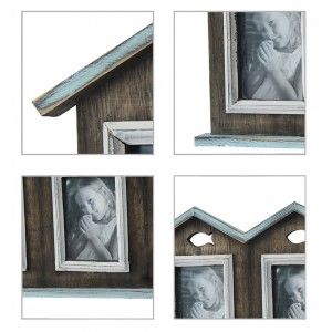 Photo frame/photo Holder, 10x15cm, Made in Wood, with touches of Blue and White. Stylish and Modern design - Home and More