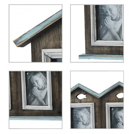 Photo frame/photo Holder, 10x15cm, Made in Wood, with touches of Blue and White. Stylish and Modern design - Home and More