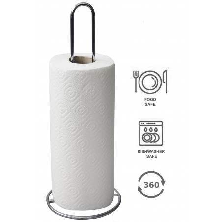 Portarollos de Cocina Cromado, Soporte de Pie para Papel. Diseño Hierro/Práctico 30x11,5 cm