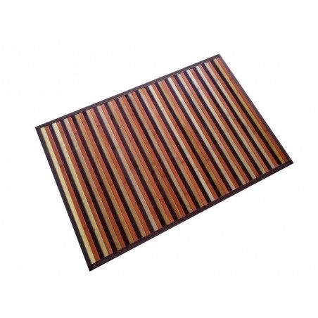 Tapis en bambou brun rayé 