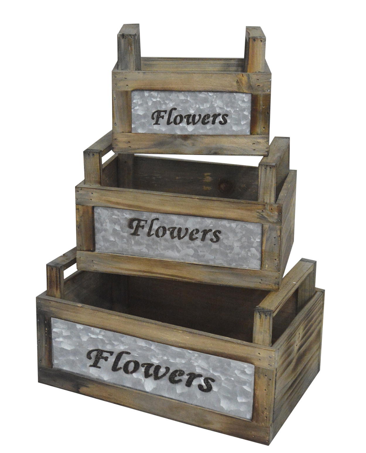 Planter Decorative Flowers set 3, Wooden Box Vintage Decoration. Storage Garden Flowers.-Hogarymas-