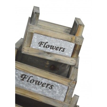 Planter Decorative Flowers set 3, Wooden Box Vintage Decoration. Storage Garden Flowers.-Hogarymas-