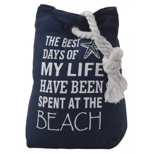 Sujetapuertas Decorativi Tessile, la Frase Motivante 1,2 kg Forma di Sacchetto Blu con Sisal Naturale per Porte 17x7x12 cm