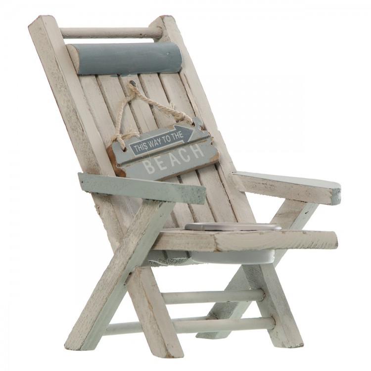 Candelieri Sedia da Spiaggia in Legno, porta candele Originali, 13,5x11x16cm - Casa e altro ancora