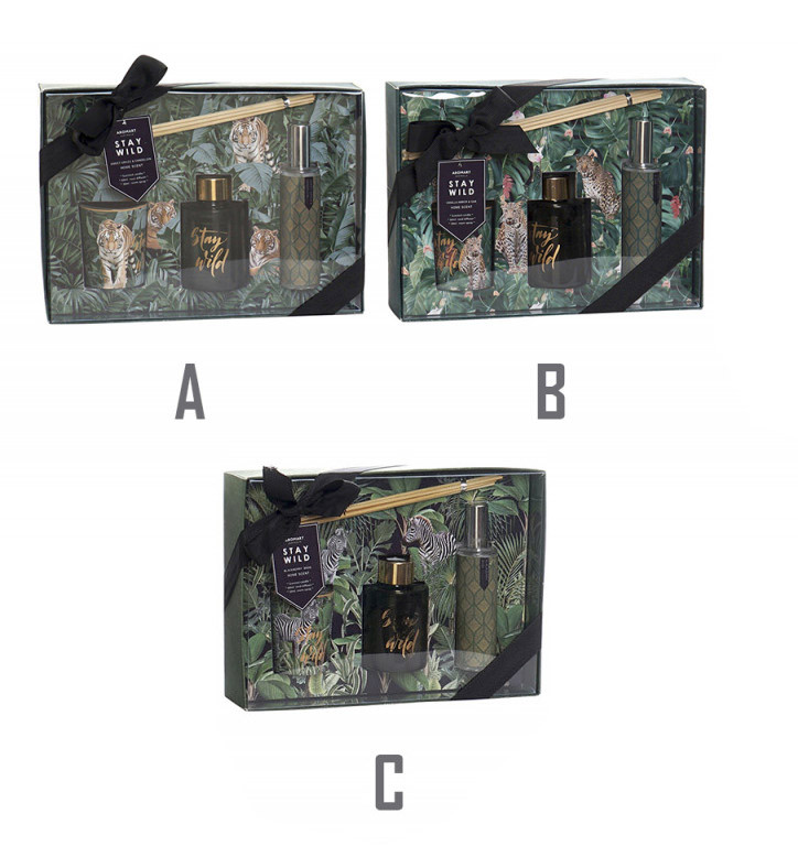 Difusor de Aromas Set 3, Frasco Cristal 60 ml/30 ml,  Colonia, ambientador y vela Aromática. Regalo Ideal  24,5X6X17 cm