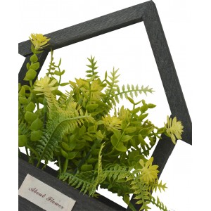 Fleurs artificielles pour les Pots de jardinage Noir, Bois Naturel, les Fleurs Jaunes Décoratif Vintage 24x6x16 cm