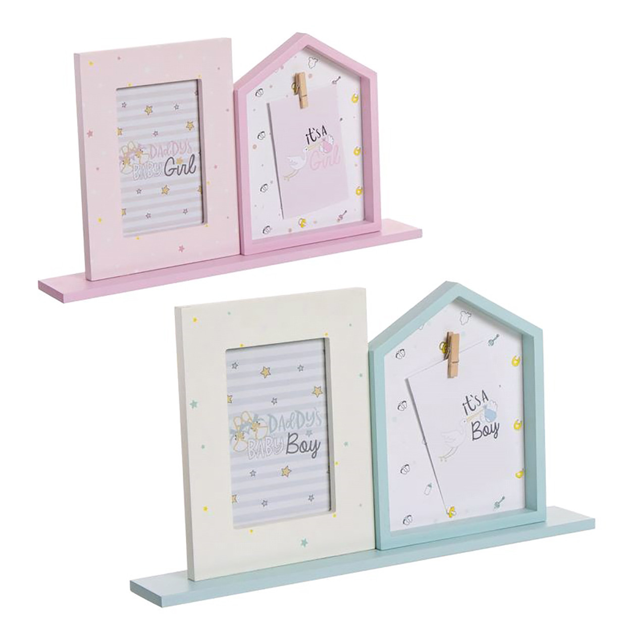 Photo holder Multiple a My Baby Table, photo Holder Original Wood, 2 Photos for Baby 40X22X6 cm - Home and More