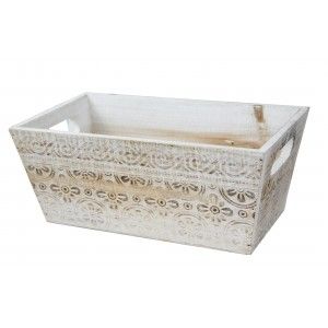 Macetero Decorativo de Madera Vintage Set 3, Cajas de Almacenamiento para Jardín 17,5x29x11,5 cm