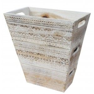Macetero Decorativo de Madera Vintage Set 3, Cajas de Almacenamiento para Jardín 17,5x29x11,5 cm