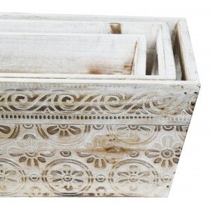 Macetero Decorativo de Madera Vintage Set 3, Cajas de Almacenamiento para Jardín 17,5x29x11,5 cm
